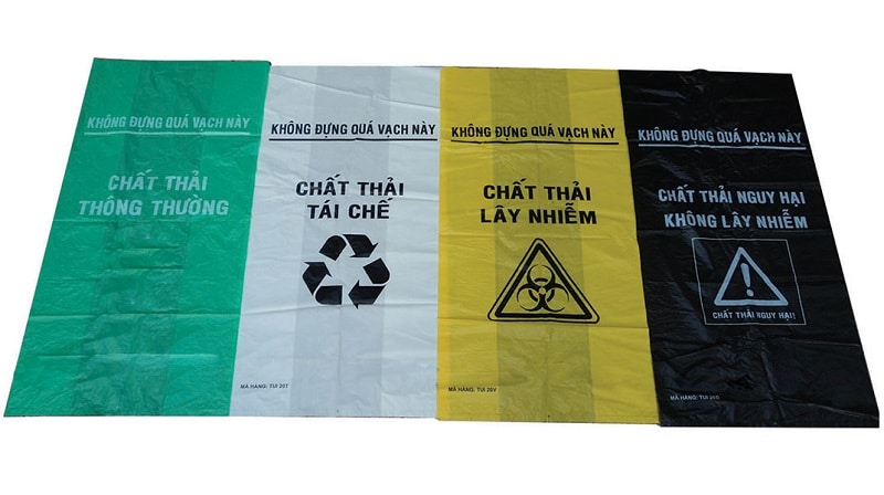 Túi Nylon Màu phân loại rác